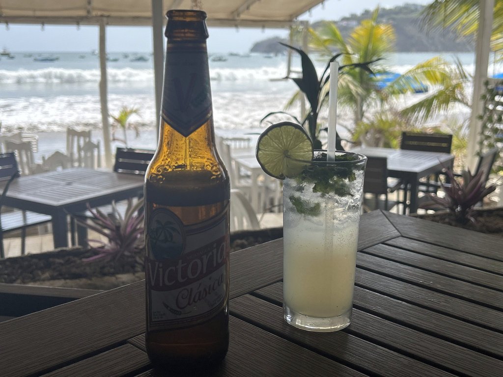 Drinks at a beach bar in San Juan del Sur, Nicaragua (Day 7)